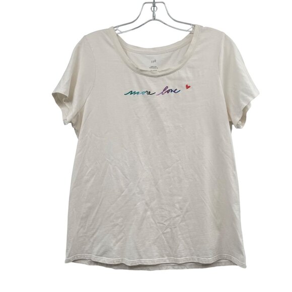 J.Jill Womens More Love Compassion Tee Embroidered Size Medium - Picture 1 of 8